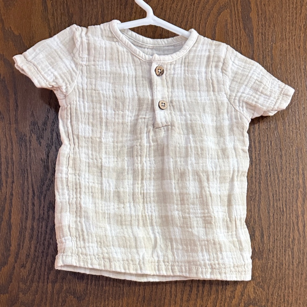 Kids Cream Button-Up Shirt organic cotton